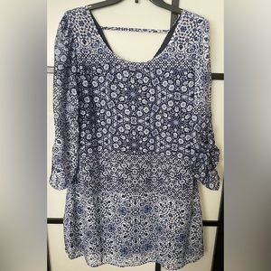 Blue & White Sheath Dress